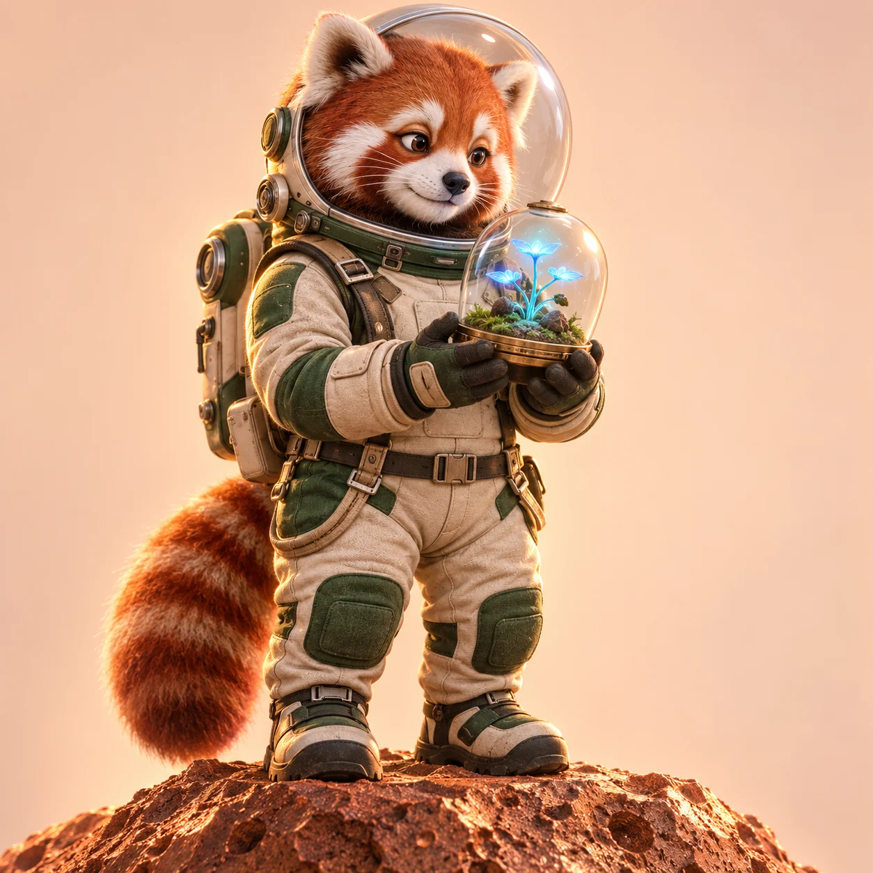 A red panda astronaut